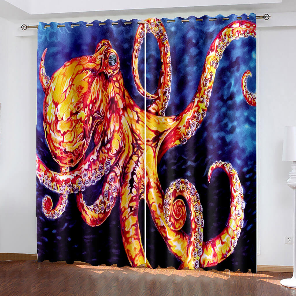 2024 NEW Octopus Curtains Blackout Window Treatments Drapes for Room Decoration