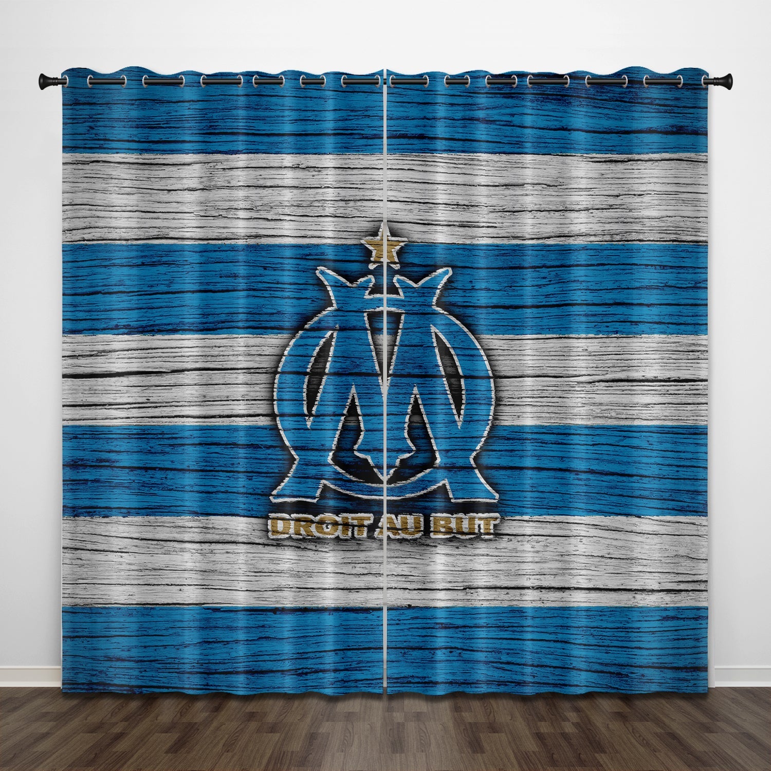 2025 NEW Olympique de Marseille Curtains Pattern Blackout Window Drapes