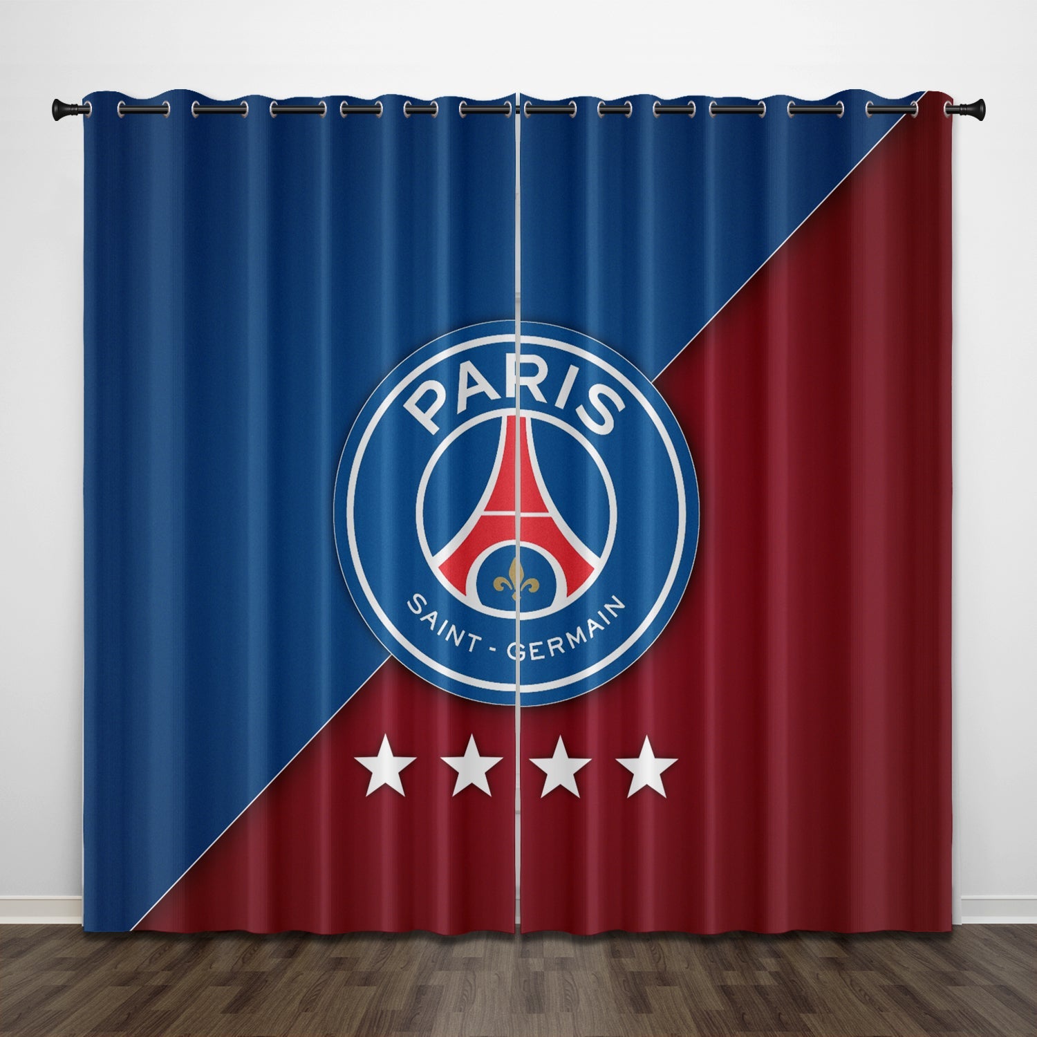 2024 NEW Paris Saint-Germain Football Club Curtains Pattern Blackout Window Drapes