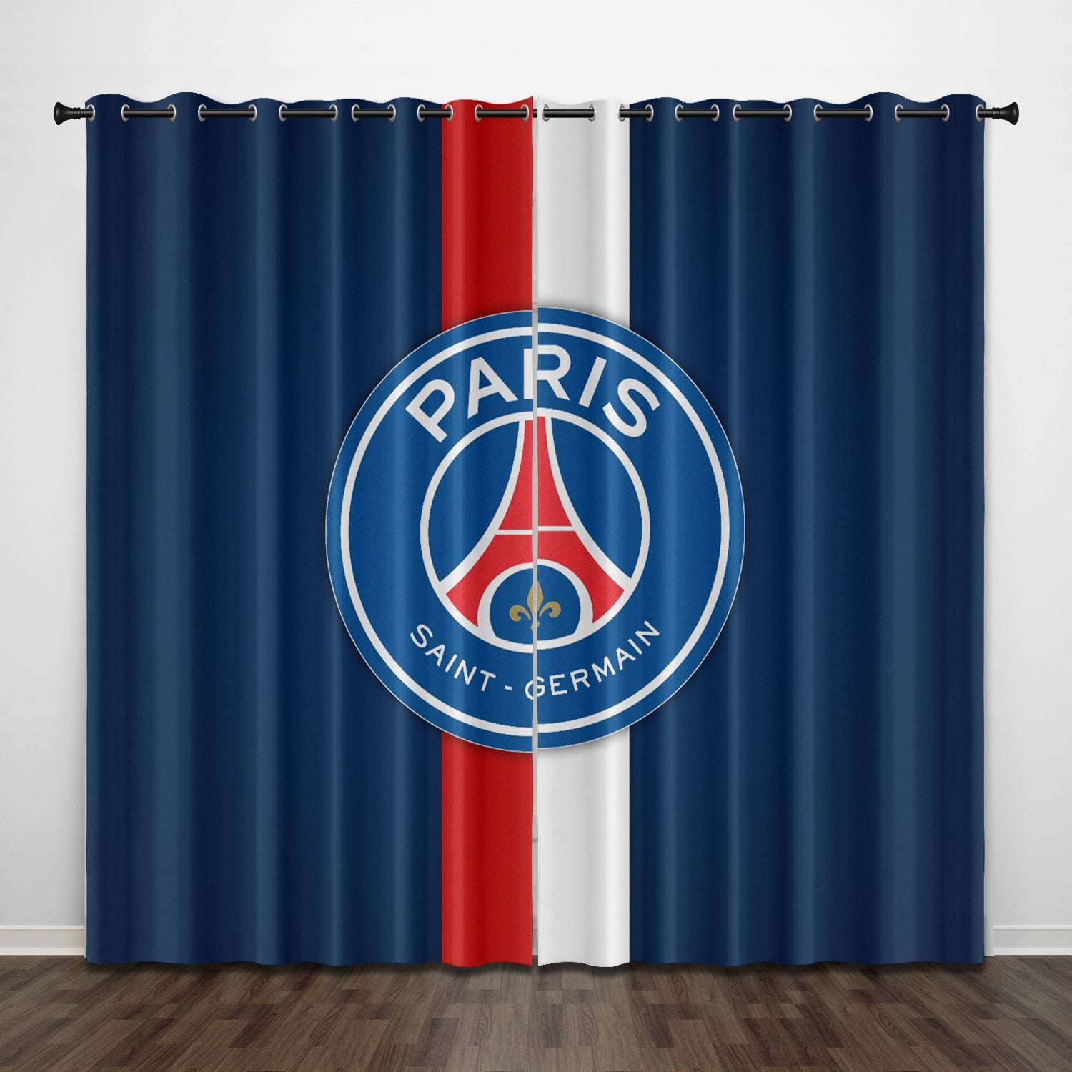 2024 NEW Paris Saint-Germain Football Club Curtains Pattern Blackout Window Drapes