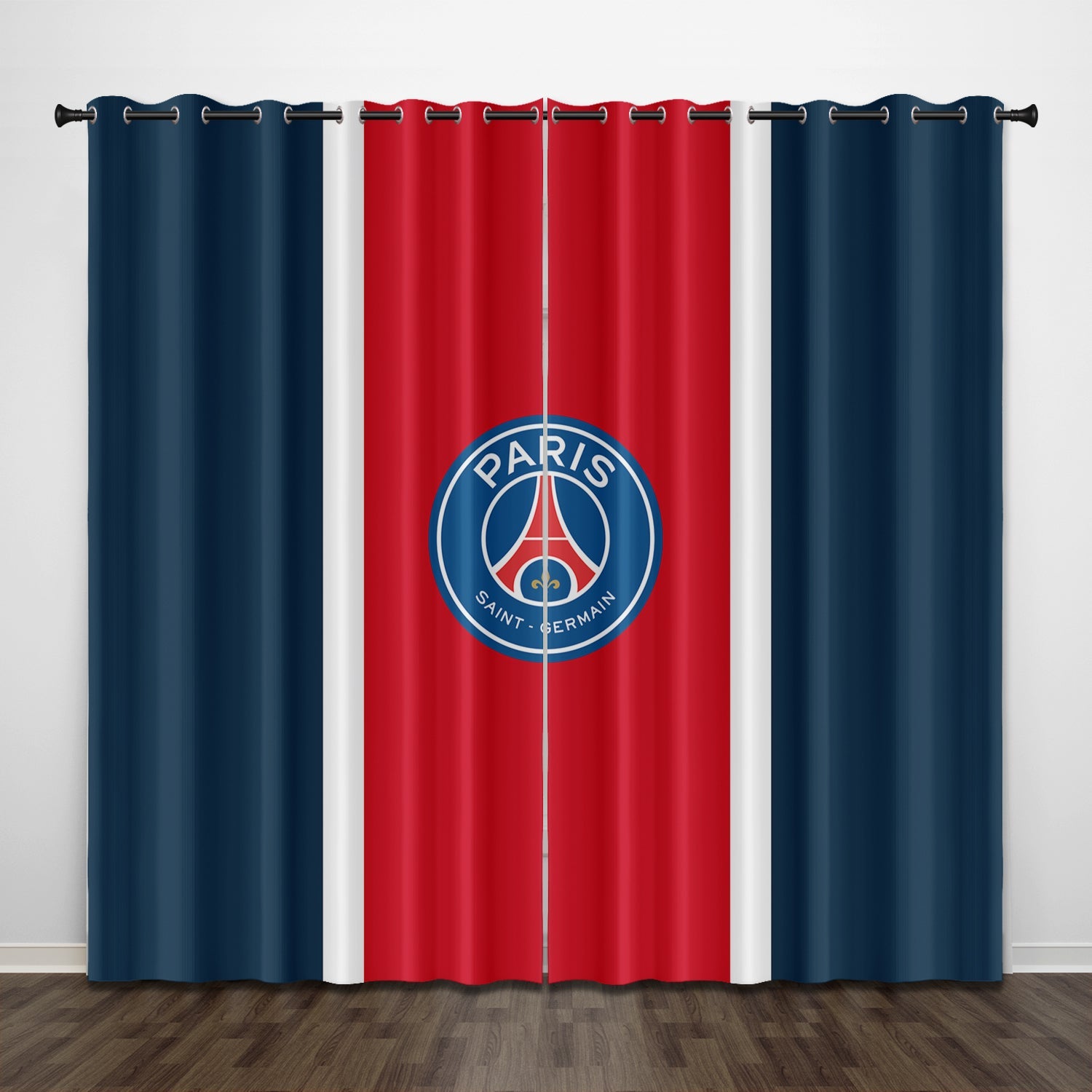 2024 NEW Paris Saint-Germain Football Club Curtains Pattern Blackout Window Drapes