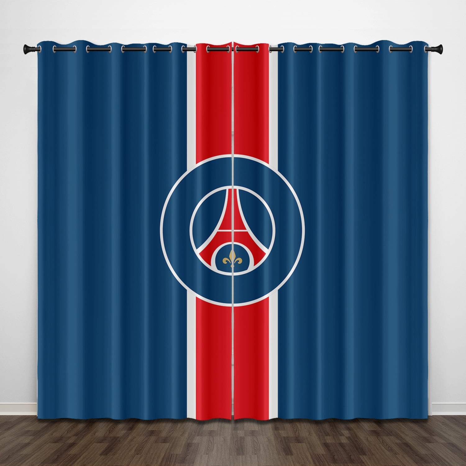 2024 NEW Paris Saint-Germain Football Club Curtains Pattern Blackout Window Drapes