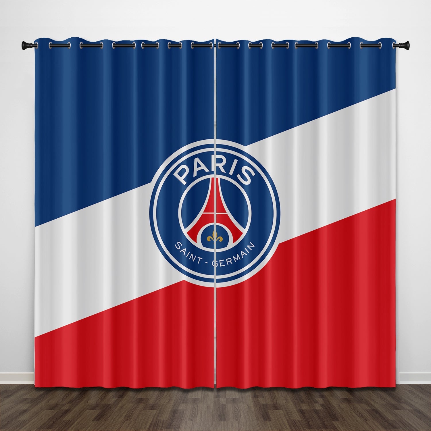 2024 NEW Paris Saint-Germain Football Club Curtains Pattern Blackout Window Drapes