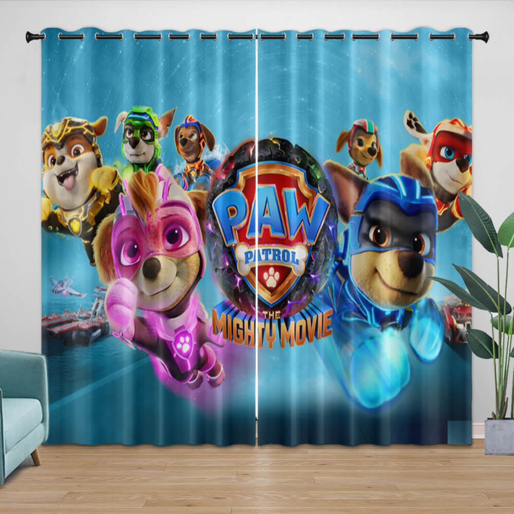 2024 NEW Paw Patrol The Mighty Movie Curtains Pattern Blackout Window Drapes