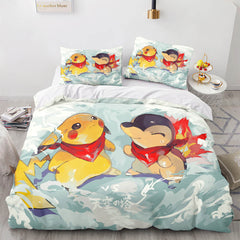 2024 NEW Pikachu Cosplay Bedding Set Full Quilt Covers Room Decoration