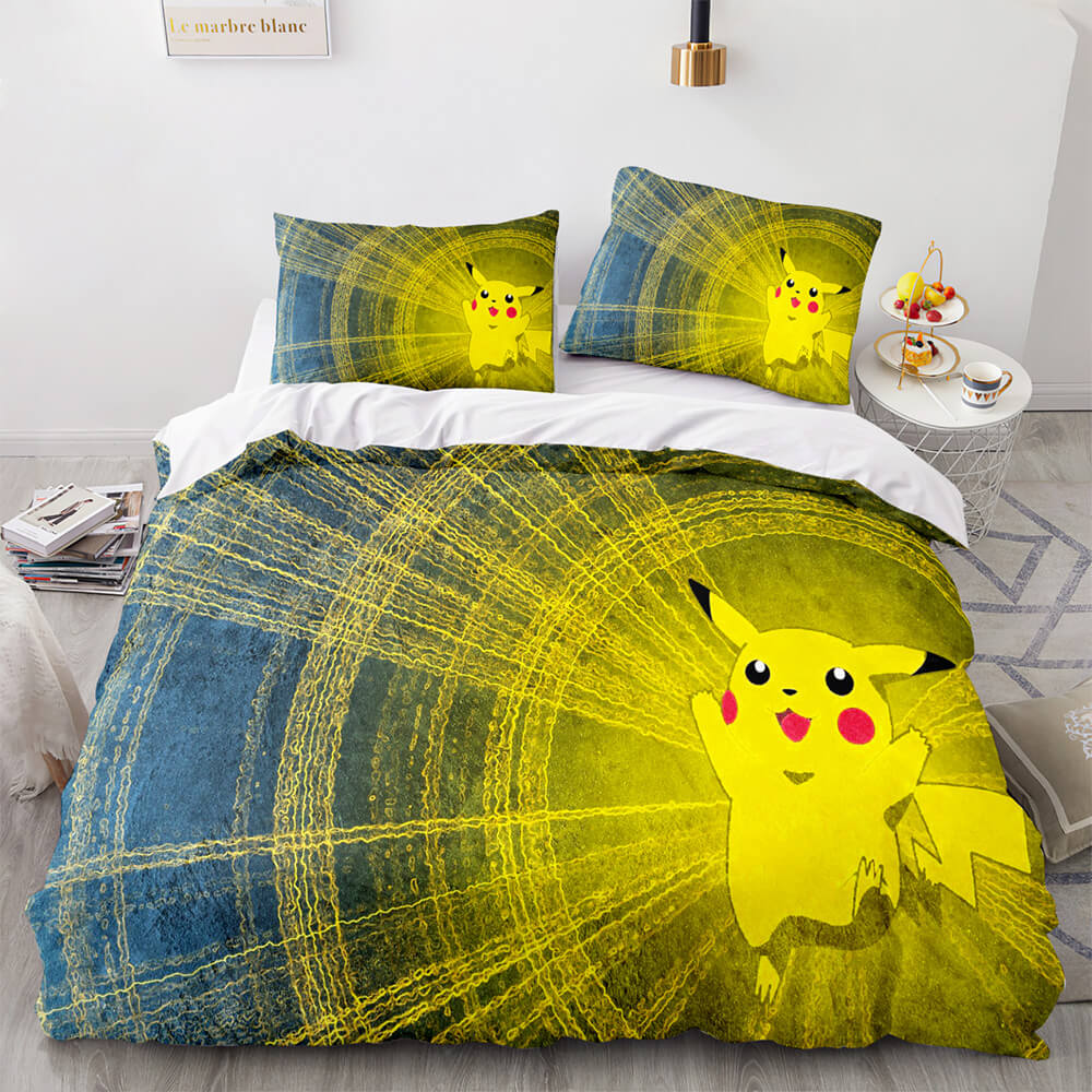 2024 NEW Pikachu Cosplay Bedding Set Full Quilt Covers Room Decoration