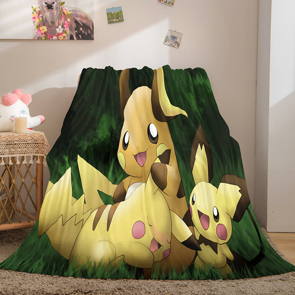 2024 NEW Pikachu Cosplay Blanket Flannel Throw Room Decoration