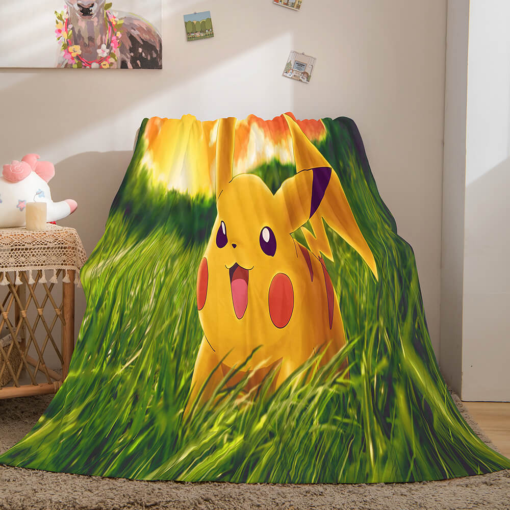 2024 NEW Pikachu Cosplay Blanket Flannel Throw Room Decoration