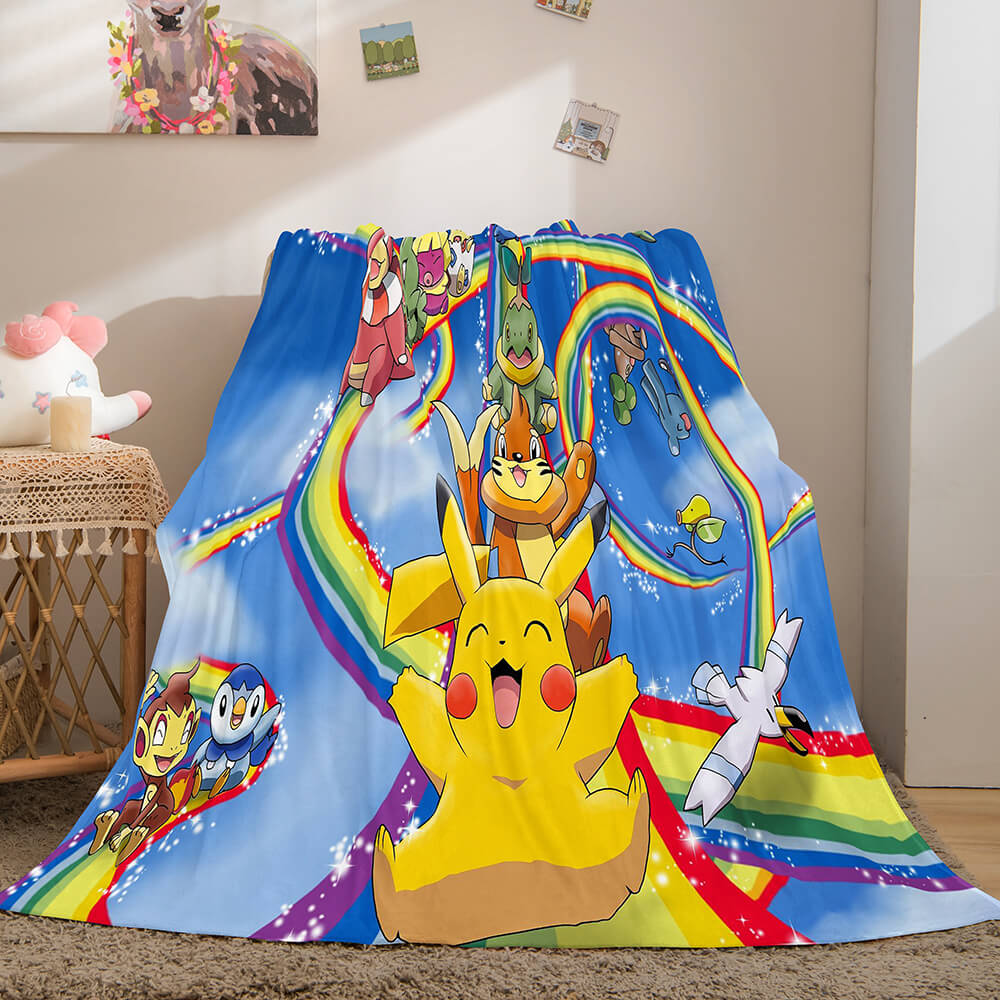 2024 NEW Pikachu Cosplay Blanket Flannel Throw Room Decoration