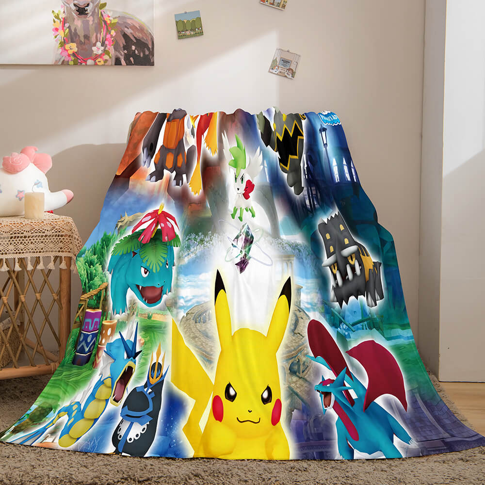 2024 NEW Pikachu Cosplay Blanket Flannel Throw Room Decoration