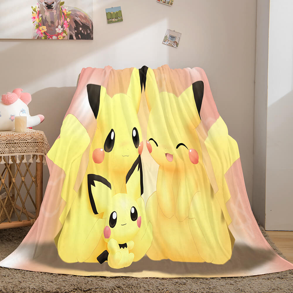 2024 NEW Pikachu Cosplay Blanket Flannel Throw Room Decoration