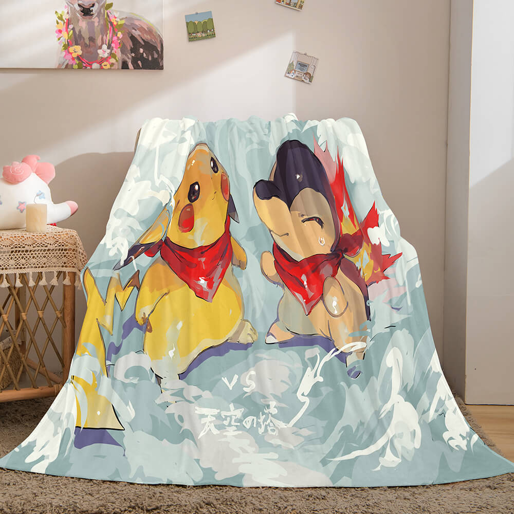 2024 NEW Pikachu Cosplay Blanket Flannel Throw Room Decoration