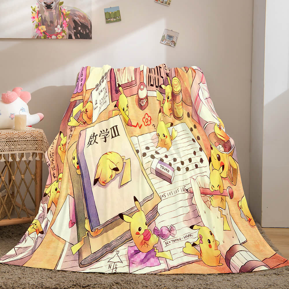 2024 NEW Pikachu Cosplay Blanket Flannel Throw Room Decoration