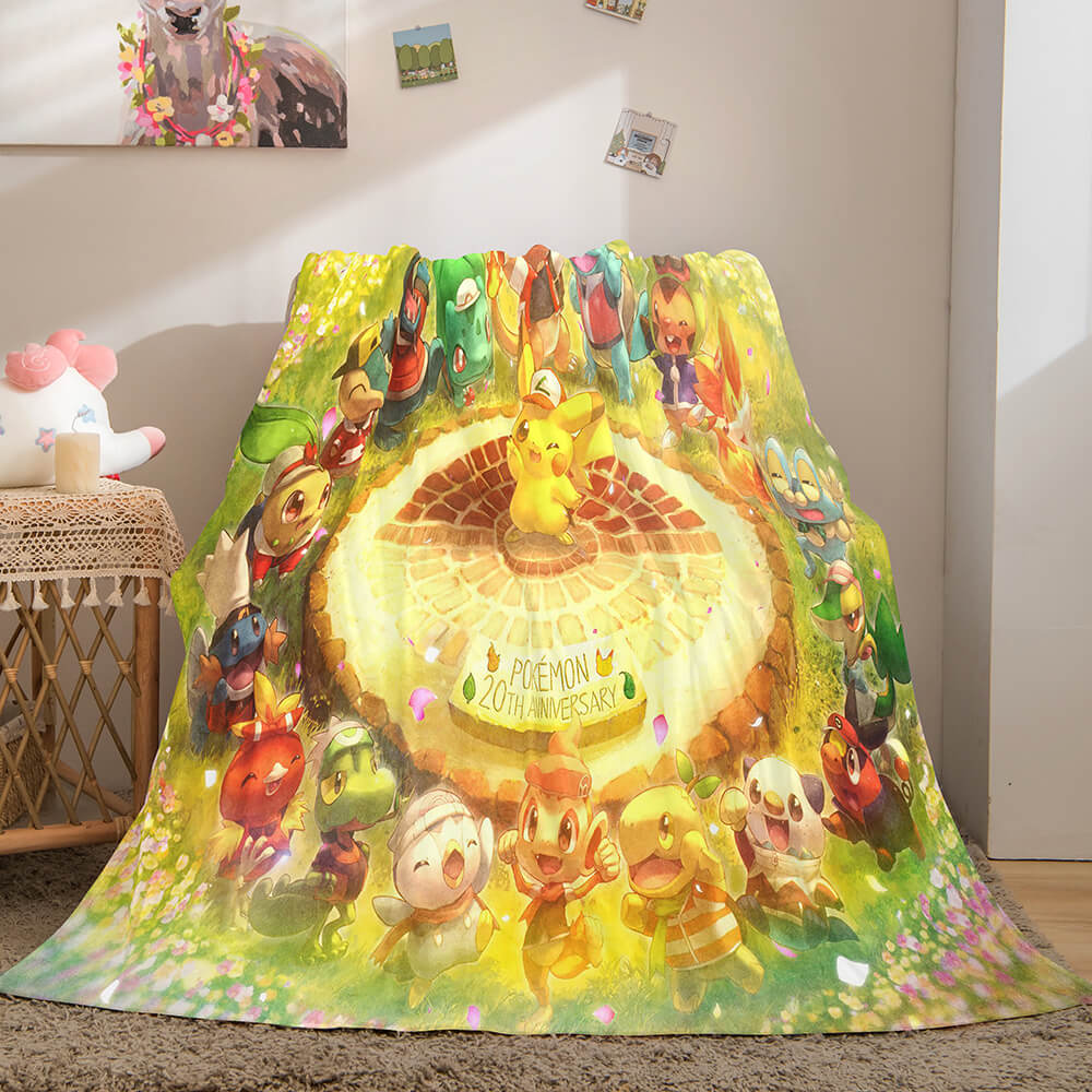 2024 NEW Pikachu Cosplay Blanket Flannel Throw Room Decoration