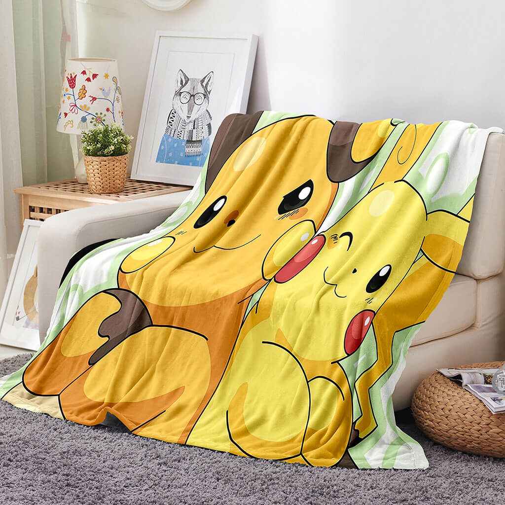 2024 NEW Pikachu Pattern Blanket Flannel Throw Room Decoration