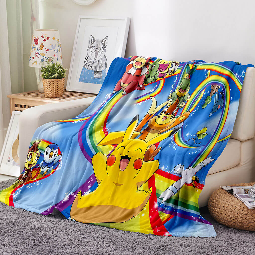 2024 NEW Pikachu Pattern Blanket Flannel Throw Room Decoration