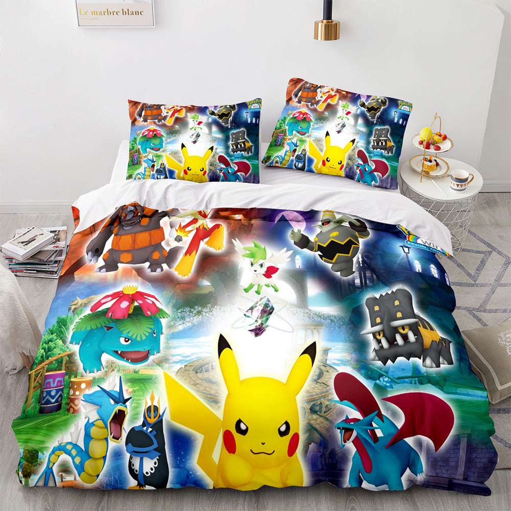 2024 NEW Pokémon Pattern Pikachu Bedding Set Quilt Cover