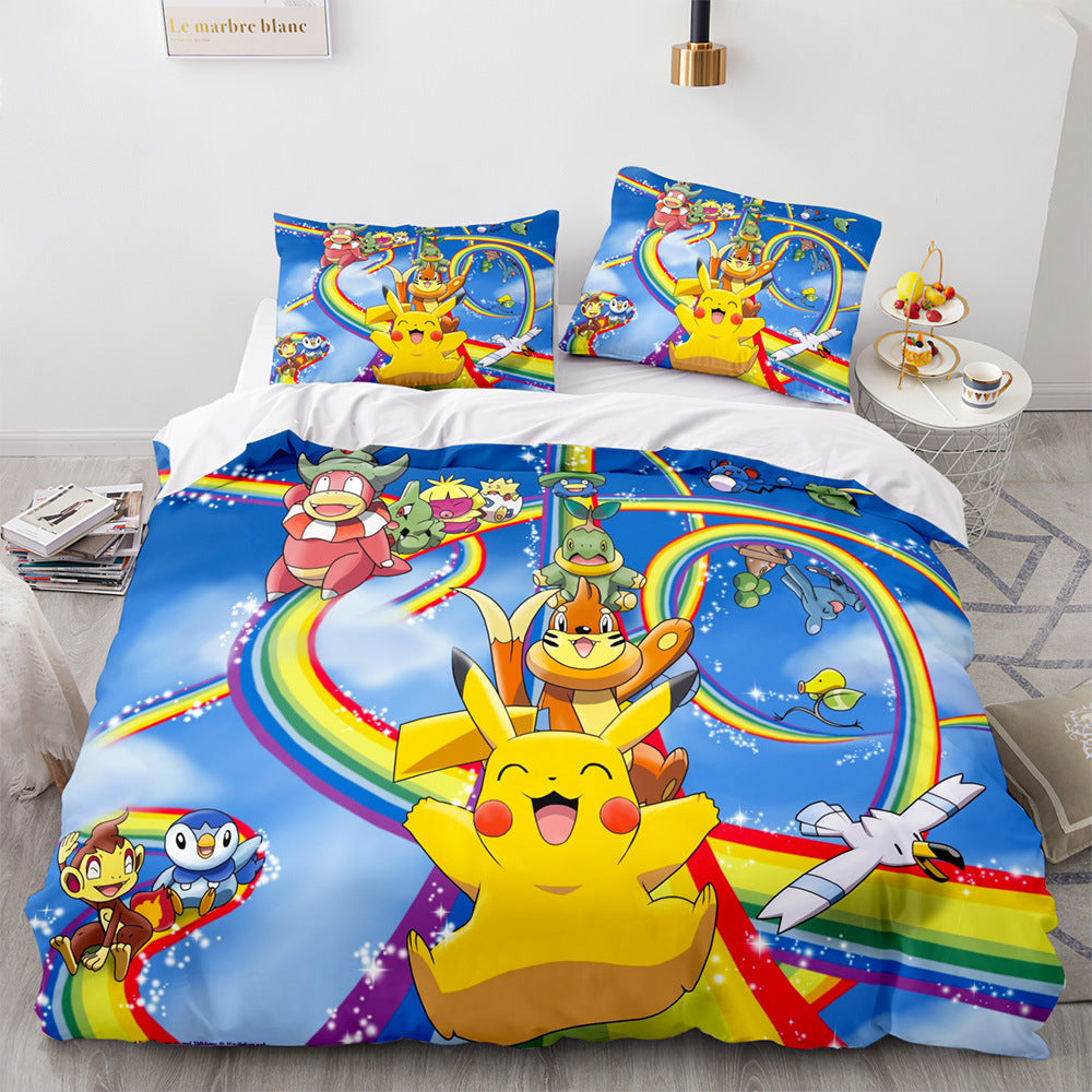 2024 NEW Pokémon Pattern Pikachu Bedding Set Quilt Cover