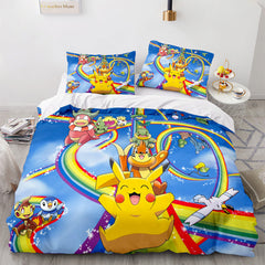 2024 NEW Pokémon Pattern Pikachu Bedding Set Quilt Cover