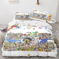 2024 NEW Pokémon Pattern Pikachu Bedding Set Quilt Cover