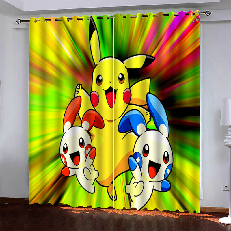 2024 NEW Pokémon Pikachu Curtains Pattern Blackout Window Drapes