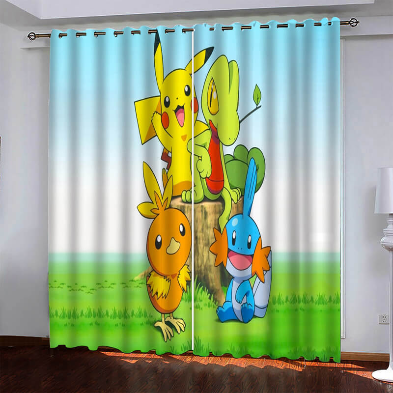 2024 NEW Pokémon Pikachu Curtains Pattern Blackout Window Drapes