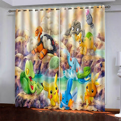 2024 NEW Pokémon Pikachu Curtains Pattern Blackout Window Drapes