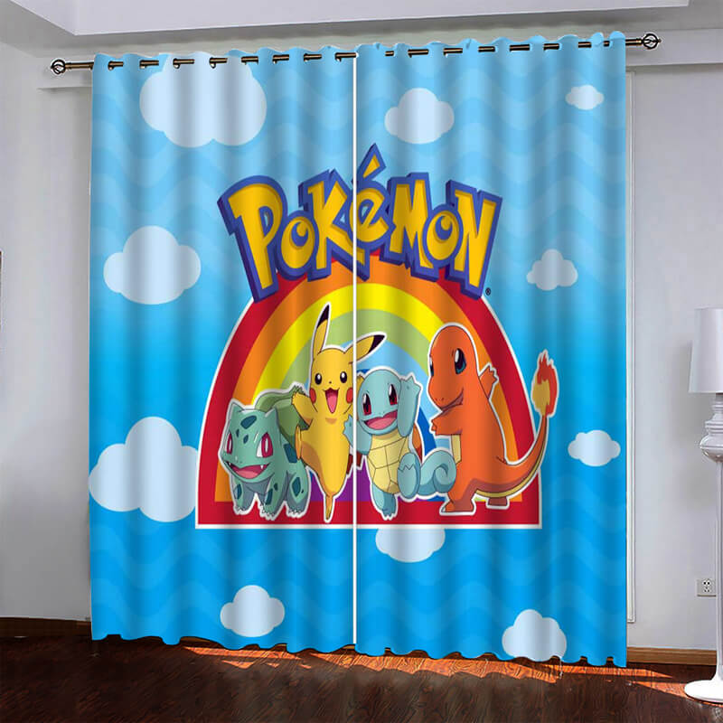 2024 NEW Pokémon Pikachu Curtains Pattern Blackout Window Drapes