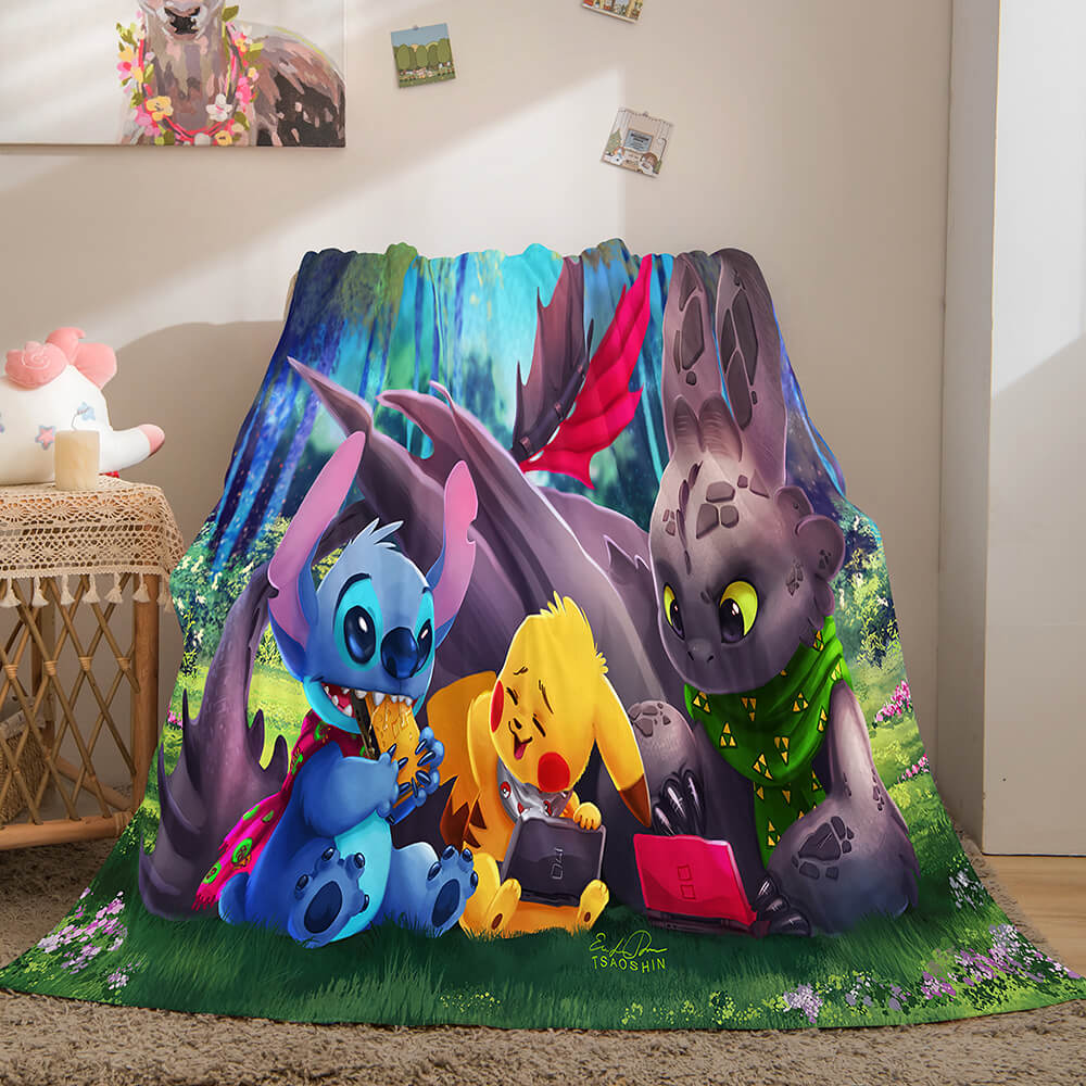 2025 NEW Pokemon Pikachu Flannel Fleece Blanket Throw Cosplay Wrap Blanket