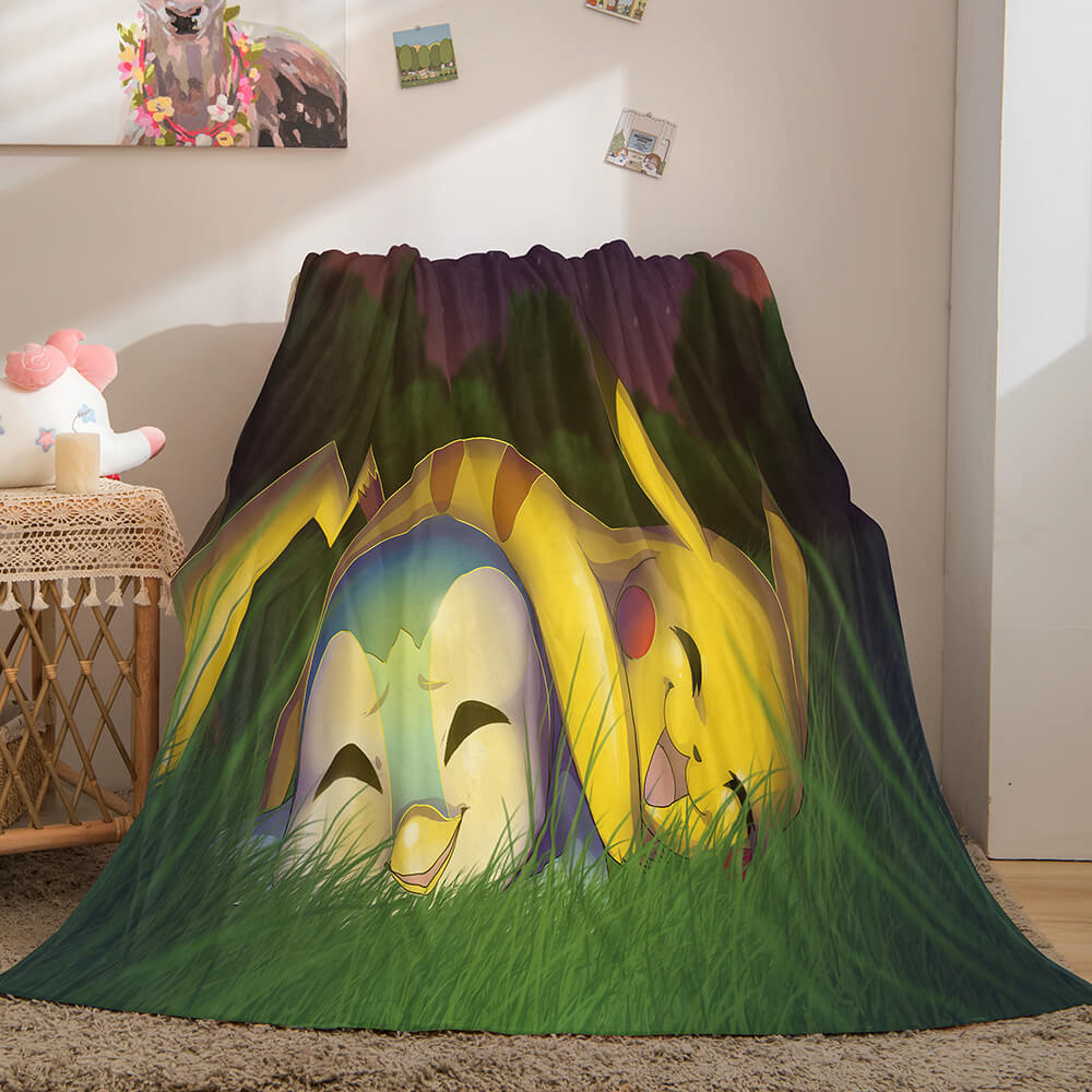 2025 NEW Pokemon Pikachu Flannel Fleece Blanket Throw Cosplay Wrap Blanket
