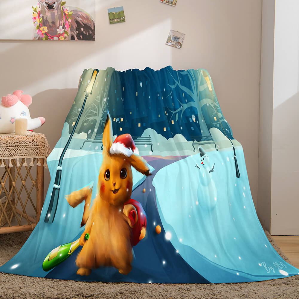 2025 NEW Pokemon Pikachu Flannel Fleece Blanket Throw Cosplay Wrap Blanket