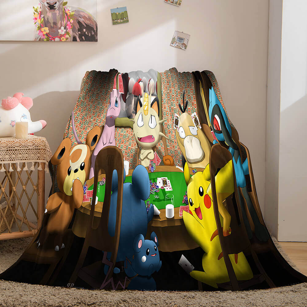 2024 NEW Cartoon Pokemon Pikachu Flannel Fleece Blanket Throw Nap Quilt Blanket