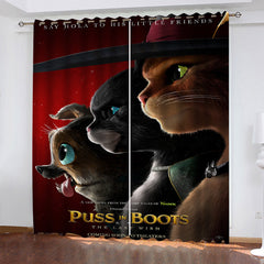 2024 NEW Puss in Boots The Last Wish Curtains Pattern Blackout Window Drapes