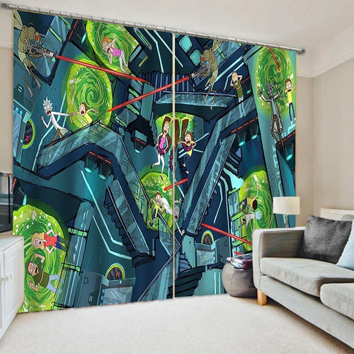 Rick and Morty #5 Blackout Curtains For Window Treatment Set For Living Room Bedroom Decor