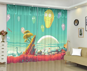 Rick and Morty #2 Blackout Curtains For Window Treatment Set For Living Room Bedroom Decor