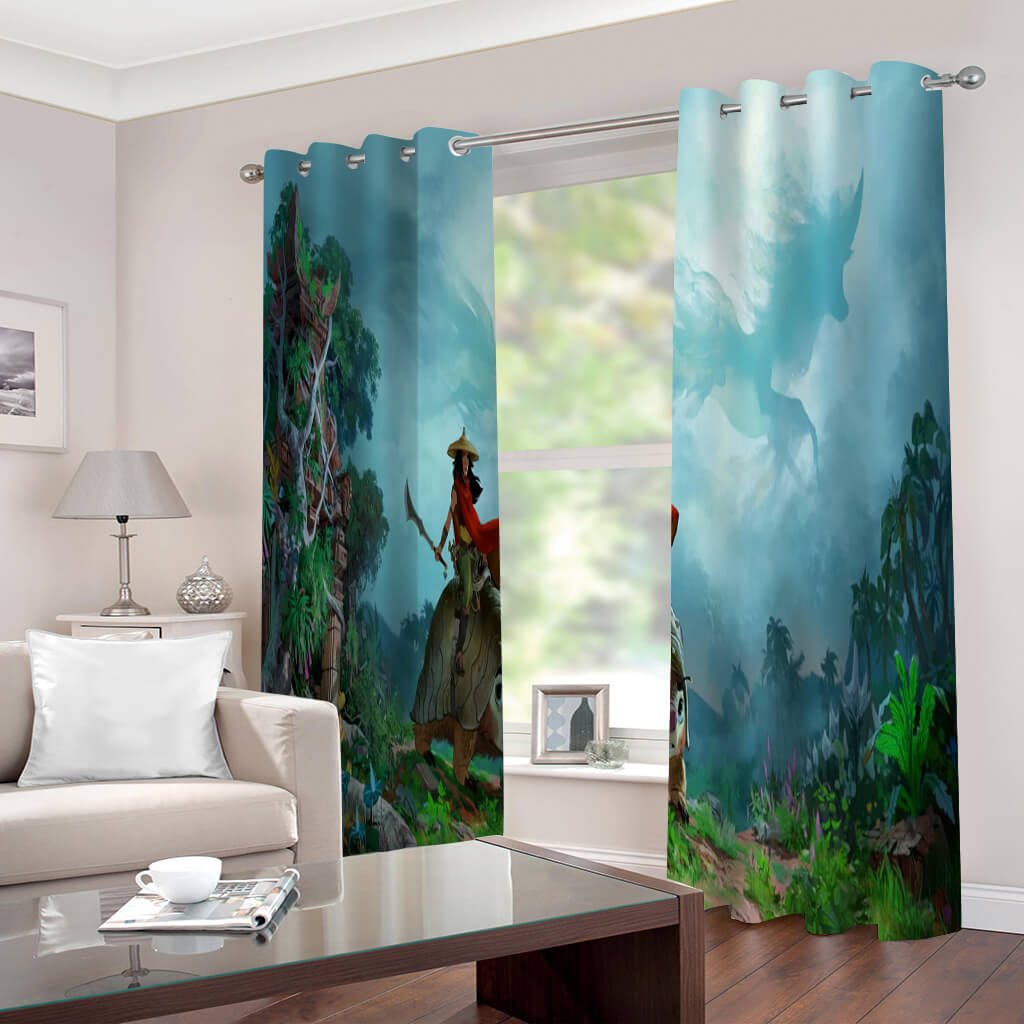 2025 NEW Raya and The Last Dragon Curtains Blackout Window Drapes Room Decoration