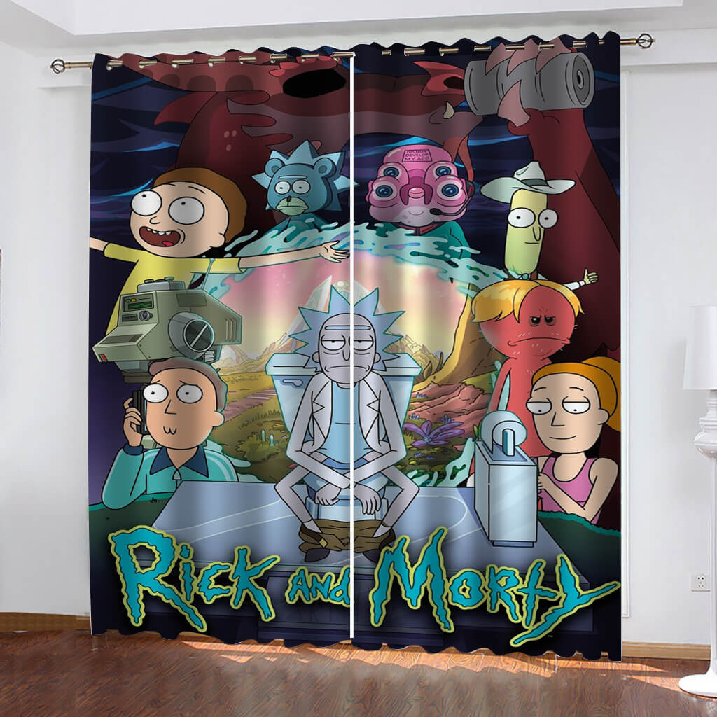 2025 NEW Rick and Morty Curtains Cosplay Blackout Window Treatments Drapes