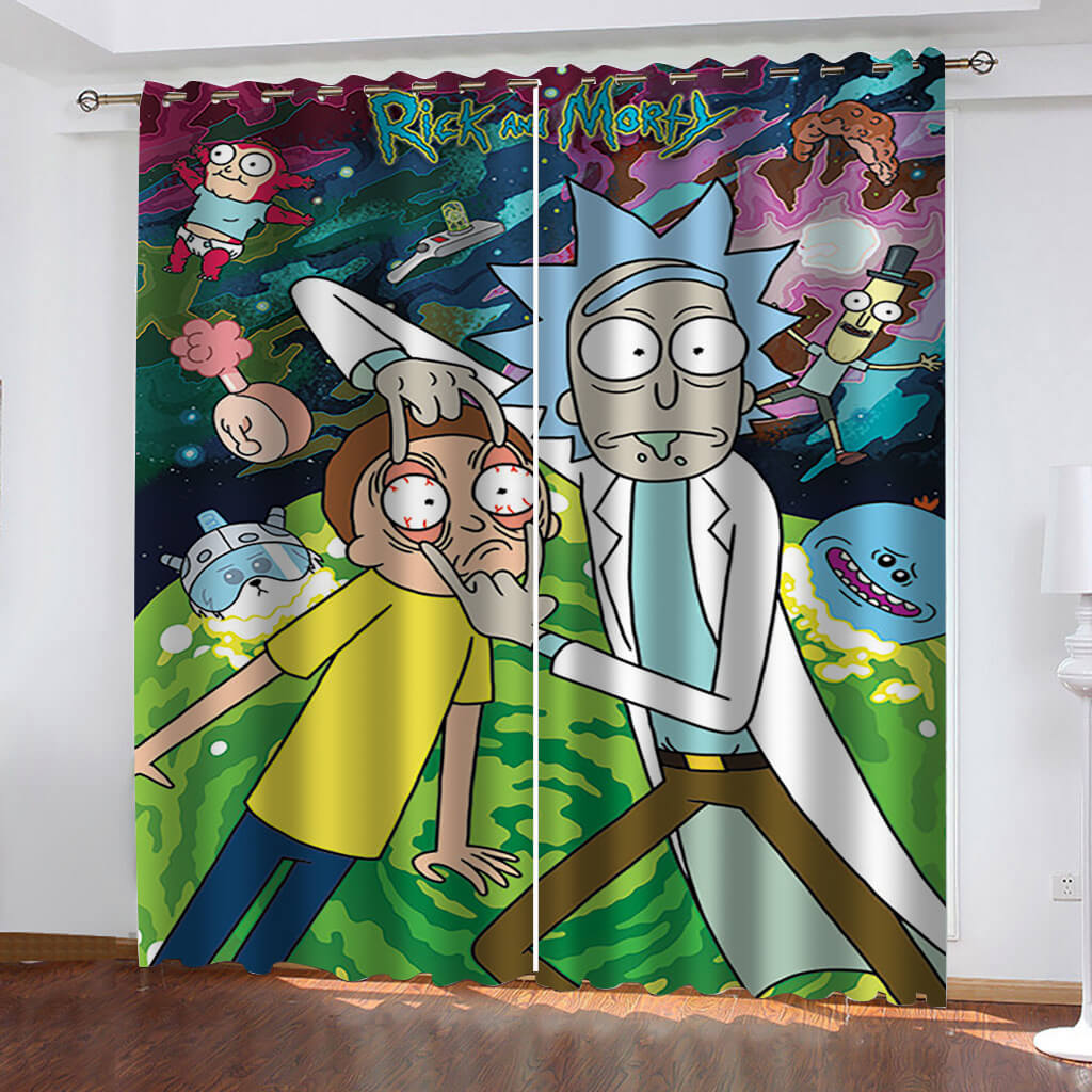 2025 NEW Rick and Morty Curtains Cosplay Blackout Window Treatments Drapes