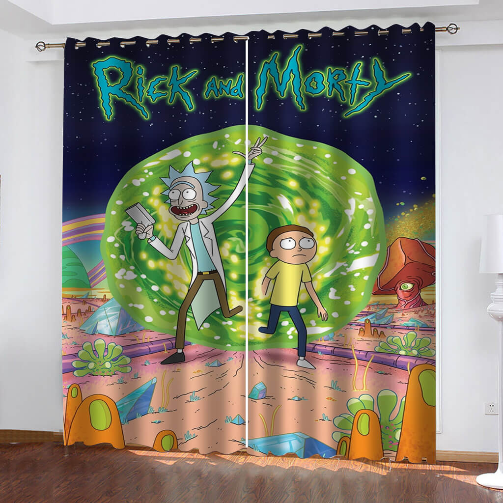 2024 NEW Rick and Morty Curtains Cosplay Blackout Window Treatments Drapes