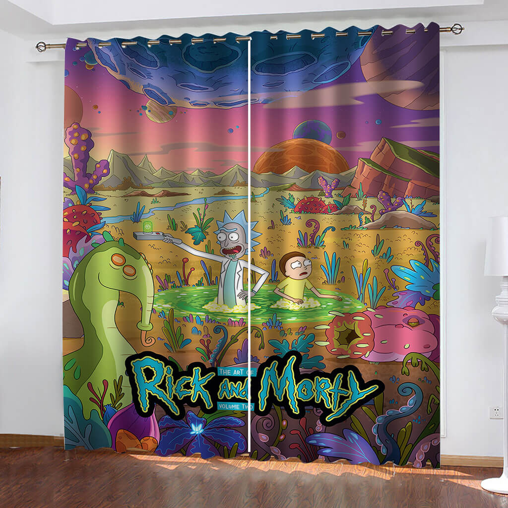 2025 NEW Rick and Morty Curtains Cosplay Blackout Window Treatments Drapes