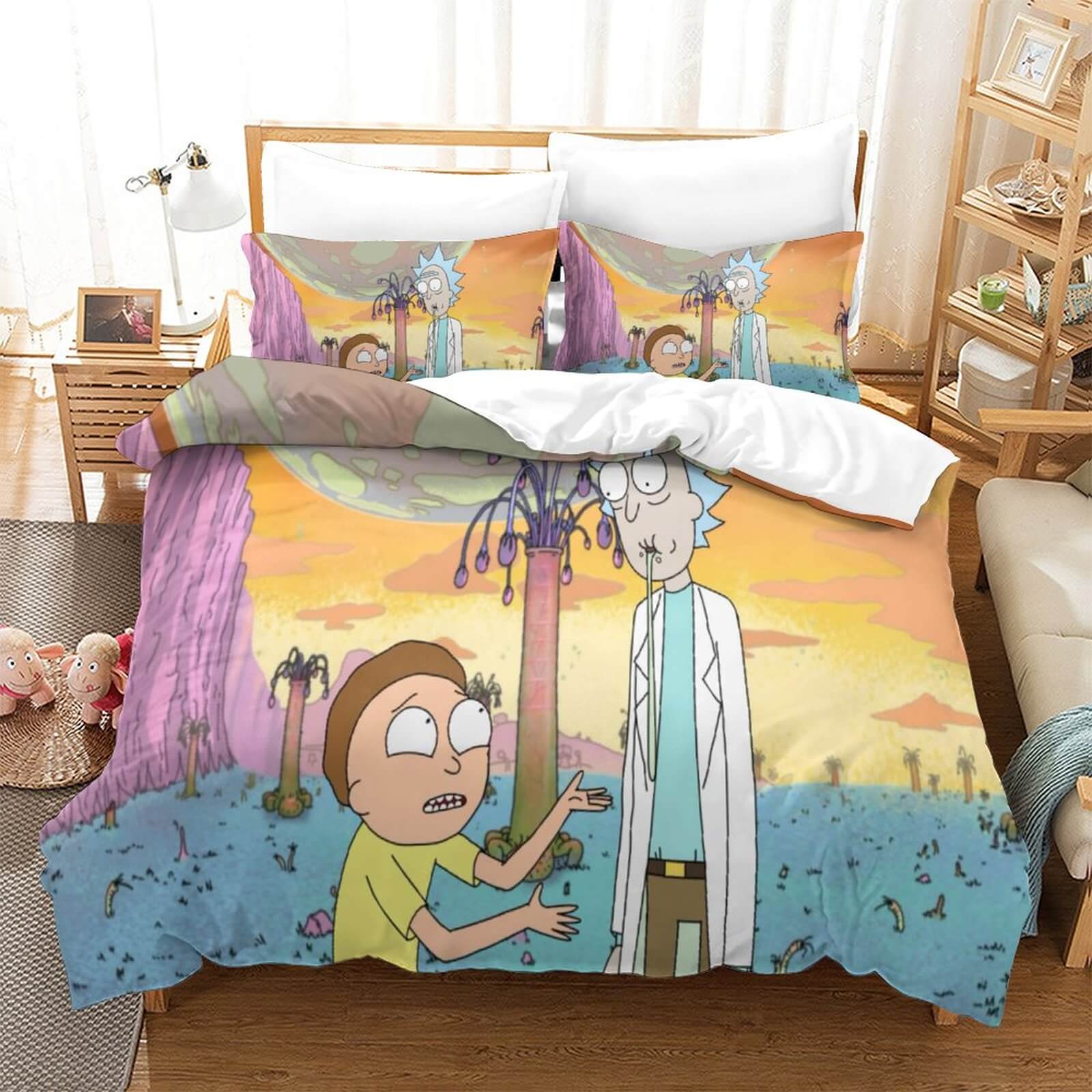 2024 NEW Rick and Morty Pattern Bedding Set Quilt Cover Without Filler