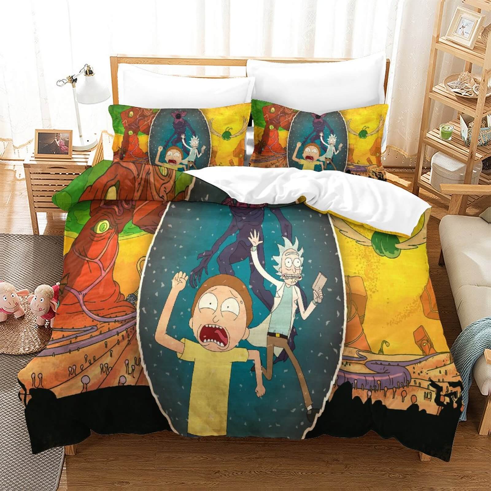 2024 NEW Rick and Morty Pattern Bedding Set Quilt Cover Without Filler
