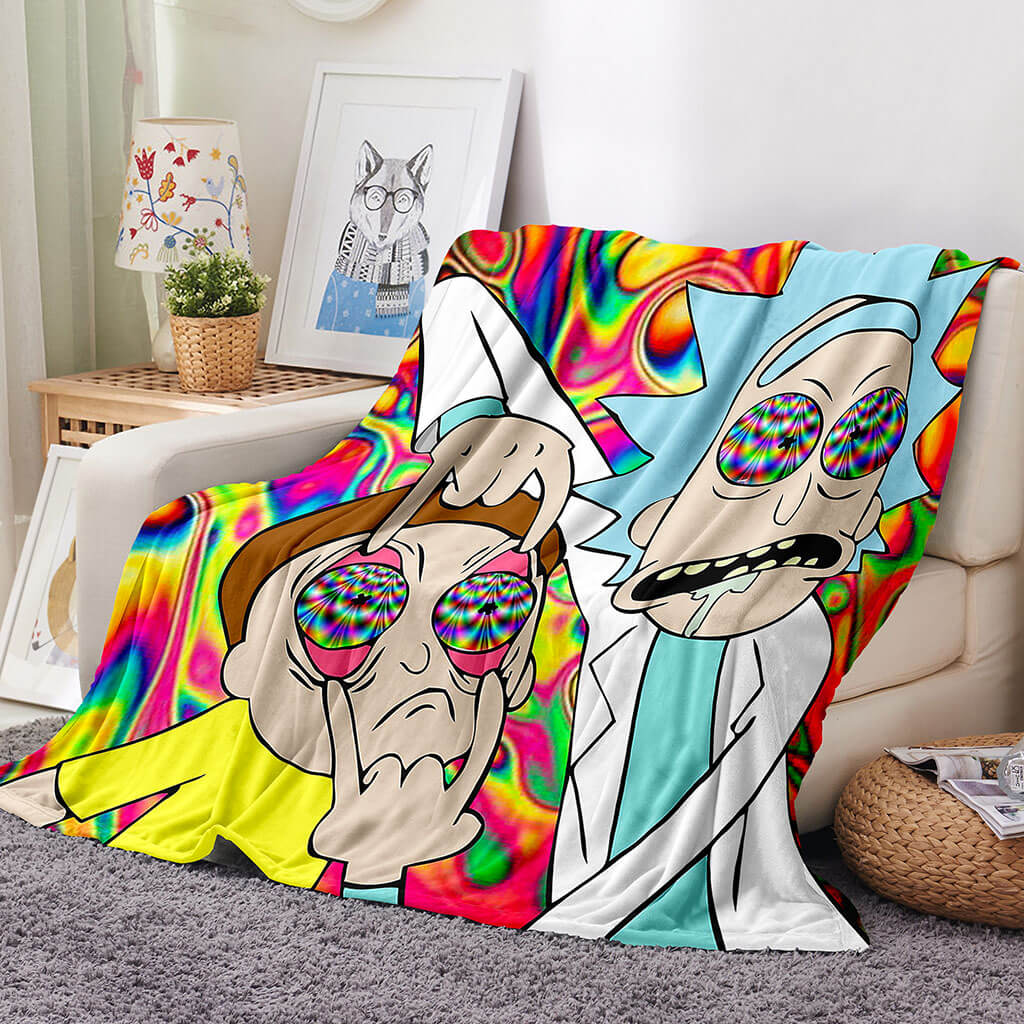 2025 NEW Rick and Morty Pattern Blanket Flannel Throw Room Decoration