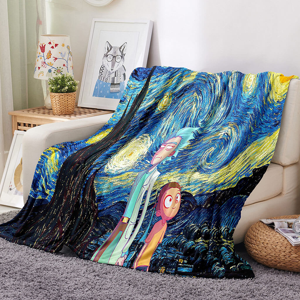 2025 NEW Rick and Morty Pattern Blanket Flannel Throw Room Decoration