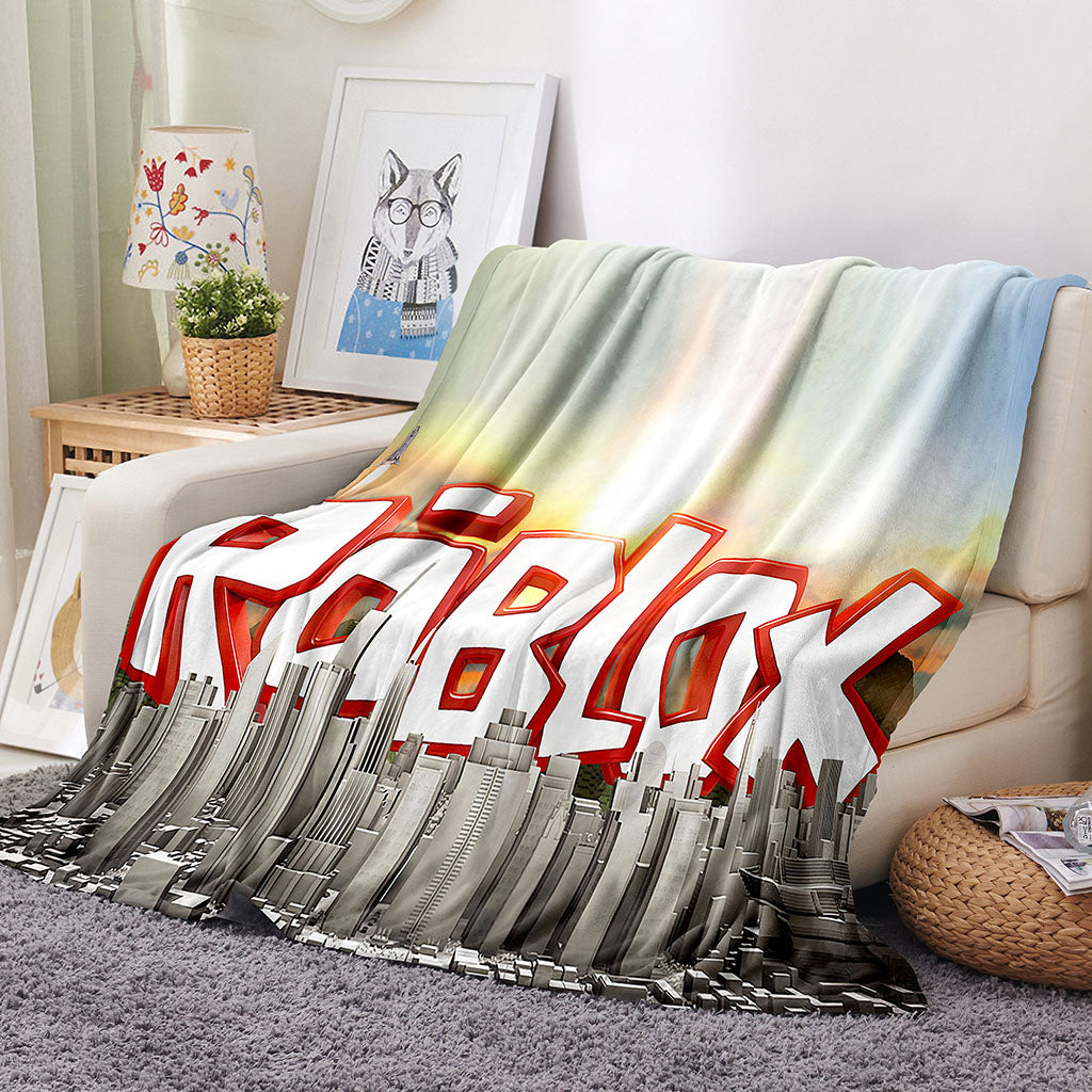 2024 NEW Roblox Pattern Blanket Flannel Throw Room Decoration