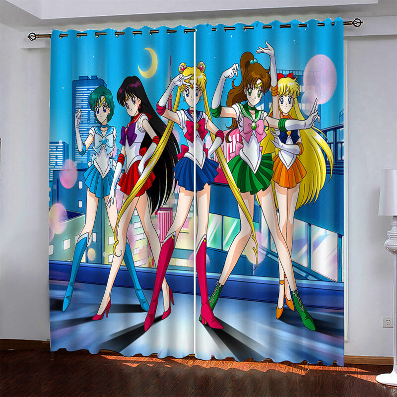 2024 NEW Sailor Moon Pattern Curtains Blackout Window Drapes