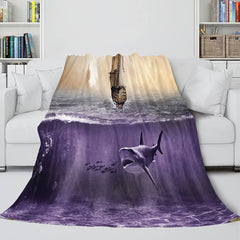 2024 NEW Shark Flannel Blanket Fleece Throw Blanket Wrap Nap Bedding Sets