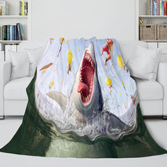 2024 NEW Shark Flannel Blanket Fleece Throw Blanket Wrap Nap Bedding Sets