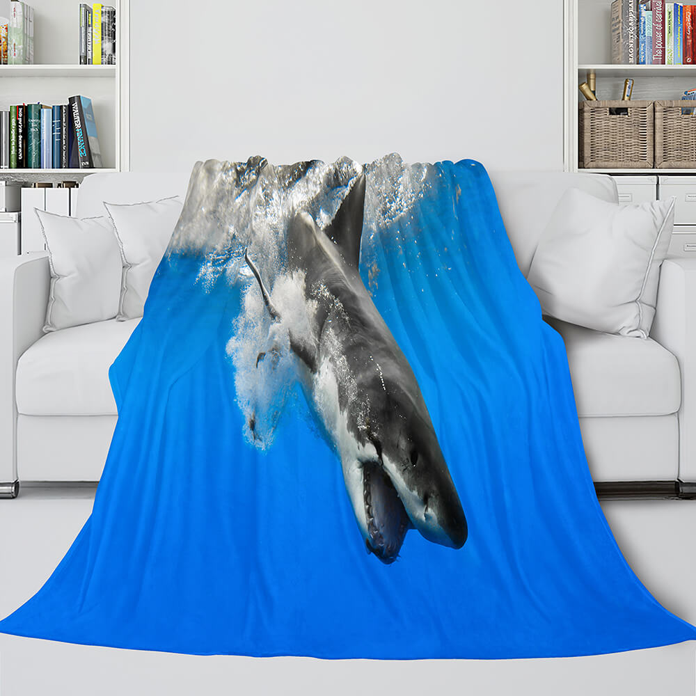 2024 NEW Shark Flannel Blanket Fleece Throw Blanket Wrap Nap Bedding Sets