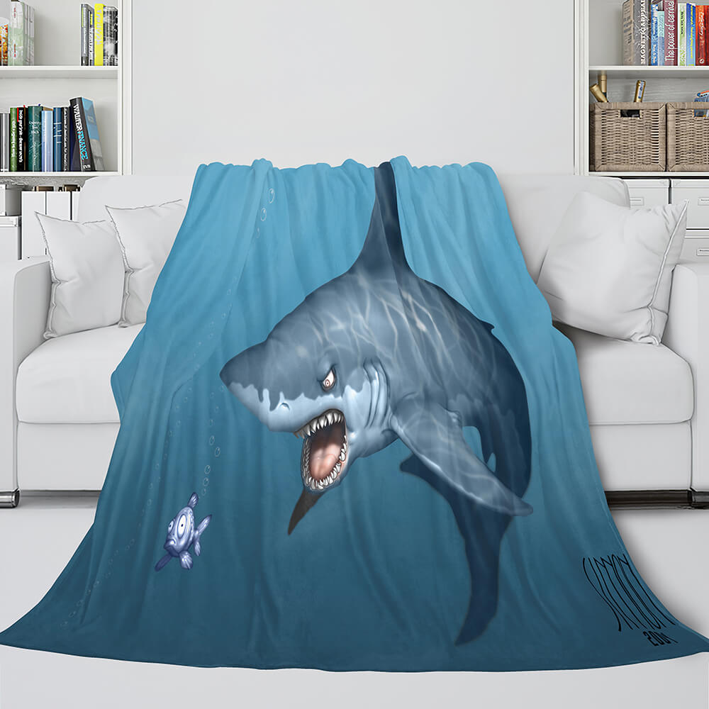 2024 NEW Shark Flannel Blanket Fleece Throw Blanket Wrap Nap Bedding Sets